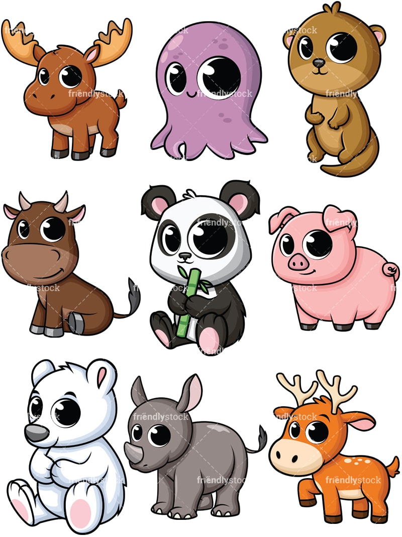 Cartoon Baby Animals Clipart - FriendlyStock