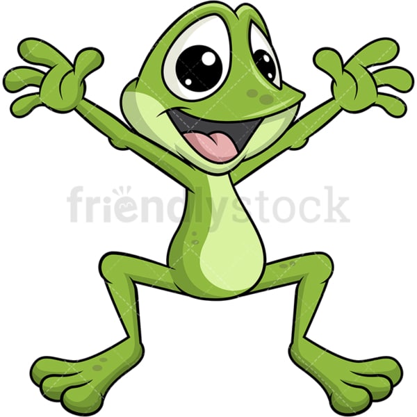 Frog mascot hopping. Transparent PNG