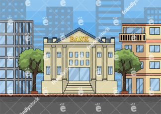 Downtown bank building background  in 16:9 aspect ratio. PNG - JPG and vector EPS file formats (infinitely scalable).