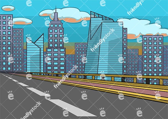 Empty City Highway Background Cartoon Vector Clipart - FriendlyStock