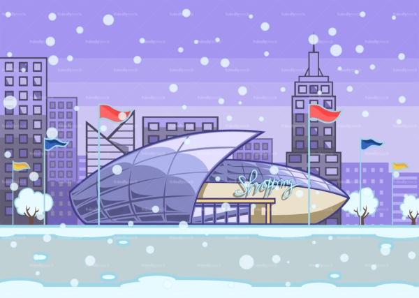 Shopping mall in the winter background. PNG - JPG and vector EPS file formats (infinitely scalable). Image isolated on transparent background.