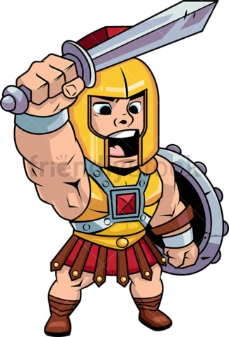 Roman centurion shouting a battle cry. PNG - JPG and vector EPS (infinitely scalable). Image isolated on transparent background.
