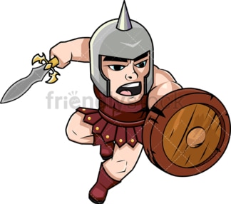 Brave gladiator charging with sword. PNG - JPG and vector EPS (infinitely scalable). Image isolated on transparent background.