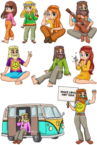 1960s hippies. PNG - JPG and vector EPS file formats (infinitely scalable). Image isolated on transparent background.