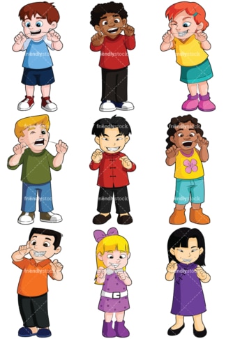 Kids flossing collection - Images isolated on transparent background. PNG