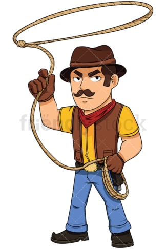Cowboy throwing lasso - Image isolated on white background. Transparent PNG and vector (infinitely scalable) EPS
