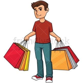Man holding shopping bags - Image isolated on transparent background. PNG