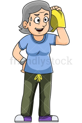 Mature woman having a chat after workout - Image isolated on transparent background. PNG