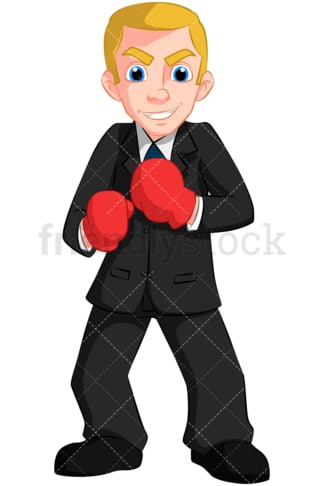 Business man wearing boxing gloves - Image isolated on transparent background. PNG