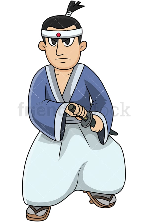Samurai warrior on guard. PNG - JPG and vector EPS file formats (infinitely scalable). Image isolated on transparent background.