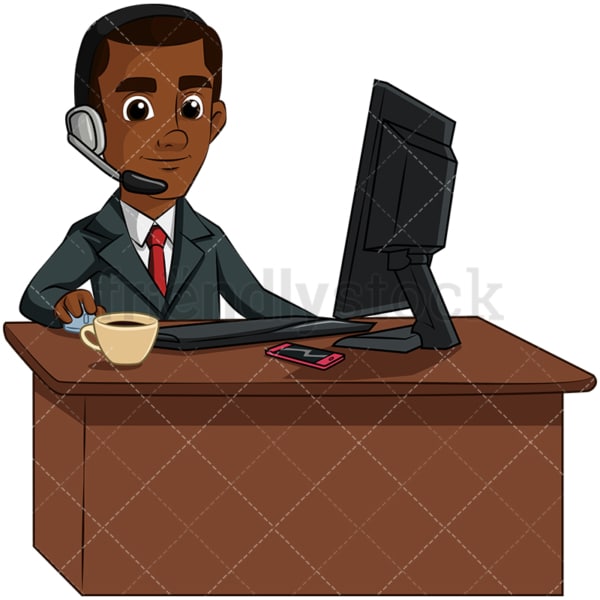Black man working customer service - Image isolated on transparent background. PNG