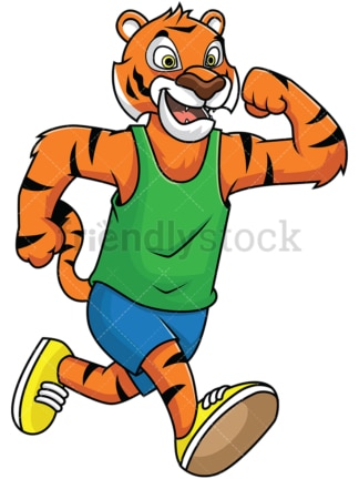 Bengal tiger mascot running - Image isolated on white background. Transparent PNG and vector (infinitely scalable) EPS