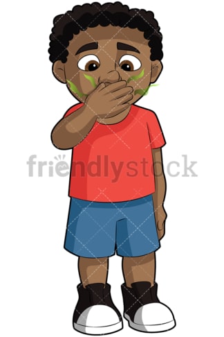 Black boy with bad breath - Image isolated on transparent background. PNG