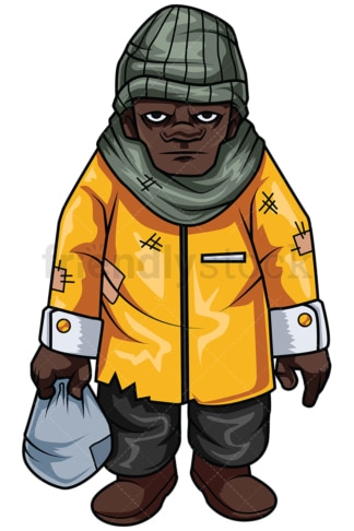Homeless african-american man. PNG - JPG and vector EPS file formats (infinitely scalable). Image isolated on transparent background.