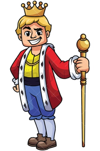 Young king holding scepter - Image isolated on transparent background. PNG