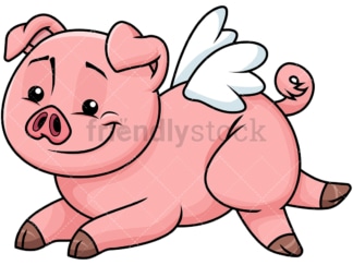 Cute pig with wings like an angel - Image isolated on transparent background. PNG