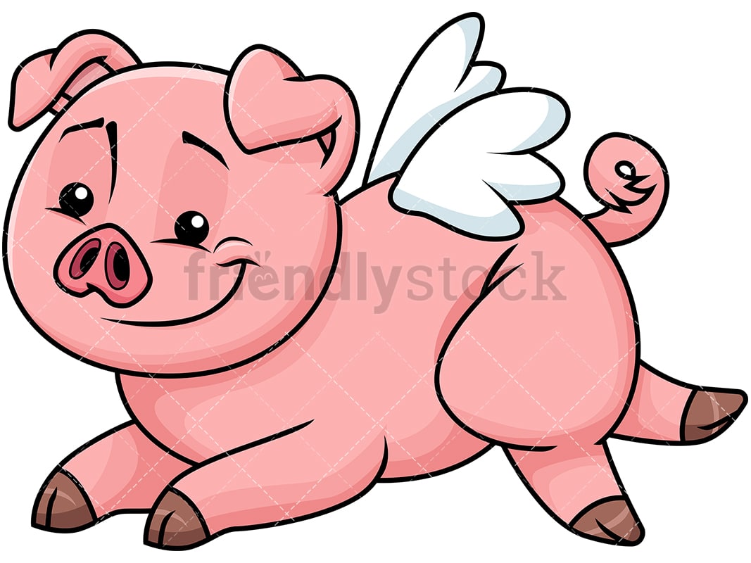 Cute Pig With Wings Like An Angel Vector Cartoon Clipart - FriendlyStock