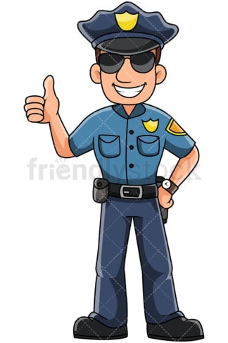 Male police officer thumbs up - Image isolated on transparent background. PNG