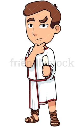 Young roman senator thinking - Image isolated on transparent background. PNG