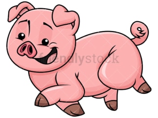 Cute pig running - Image isolated on transparent background. PNG