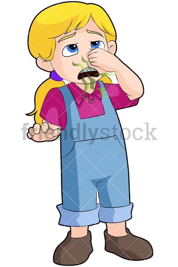 Girl with bad breath closing nose - Image isolated on transparent background. PNG