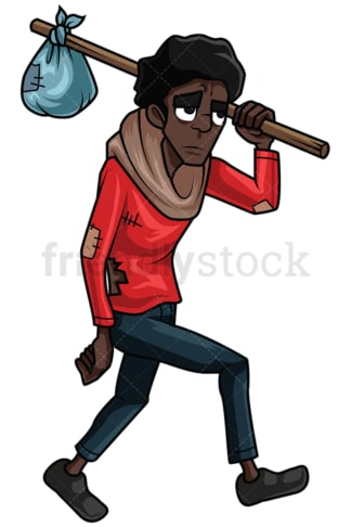 Wandering homeless black man. PNG - JPG and vector EPS file formats (infinitely scalable). Image isolated on transparent background.