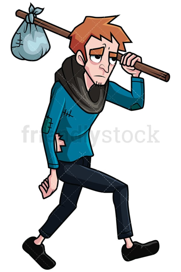 Wandering homeless man. PNG - JPG and vector EPS file formats (infinitely scalable). Image isolated on transparent background.