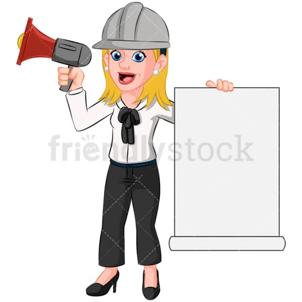 Woman speaking megaphone loud speaker - Image isolated on transparent background. PNG