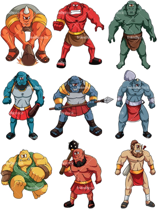 Cyclops and ogres. PNG - JPG and vector EPS file formats (infinitely scalable). Image isolated on transparent background.