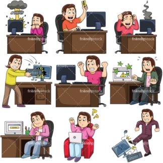 Woman having trouble with computer. PNG - JPG and vector EPS file formats (infinitely scalable). Images isolated on transparent background.
