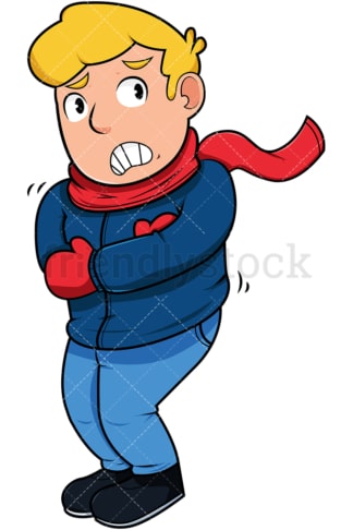 Cold man shivering. PNG - JPG and vector EPS file formats (infinitely scalable). Image isolated on transparent background.