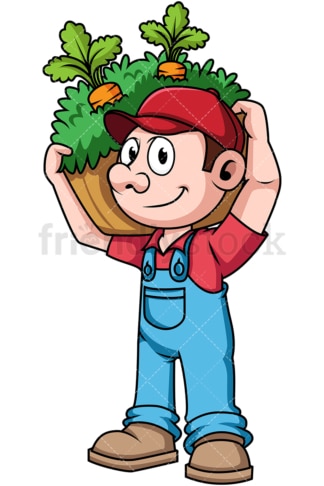 Farmer with harvested vegetables. PNG - JPG and vector EPS file formats (infinitely scalable). Image isolated on transparent background.