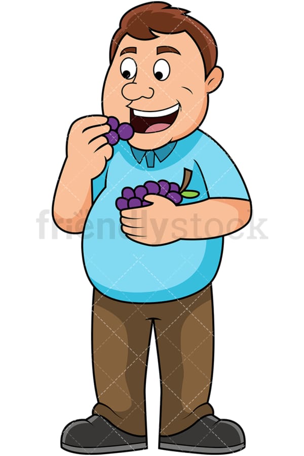 Fat Man Eating Grapes Cartoon Vector Clipart FriendlyStock
