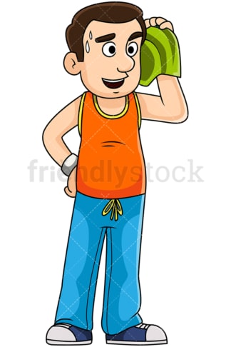 Man chatting after jogging. PNG - JPG and vector EPS file formats (infinitely scalable). Image isolated on transparent background.