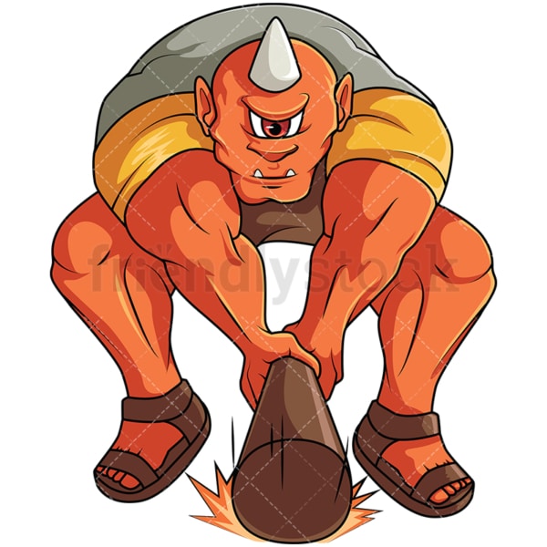 Orange cyclops smashing. PNG - JPG and vector EPS file formats (infinitely scalable). Image isolated on transparent background.