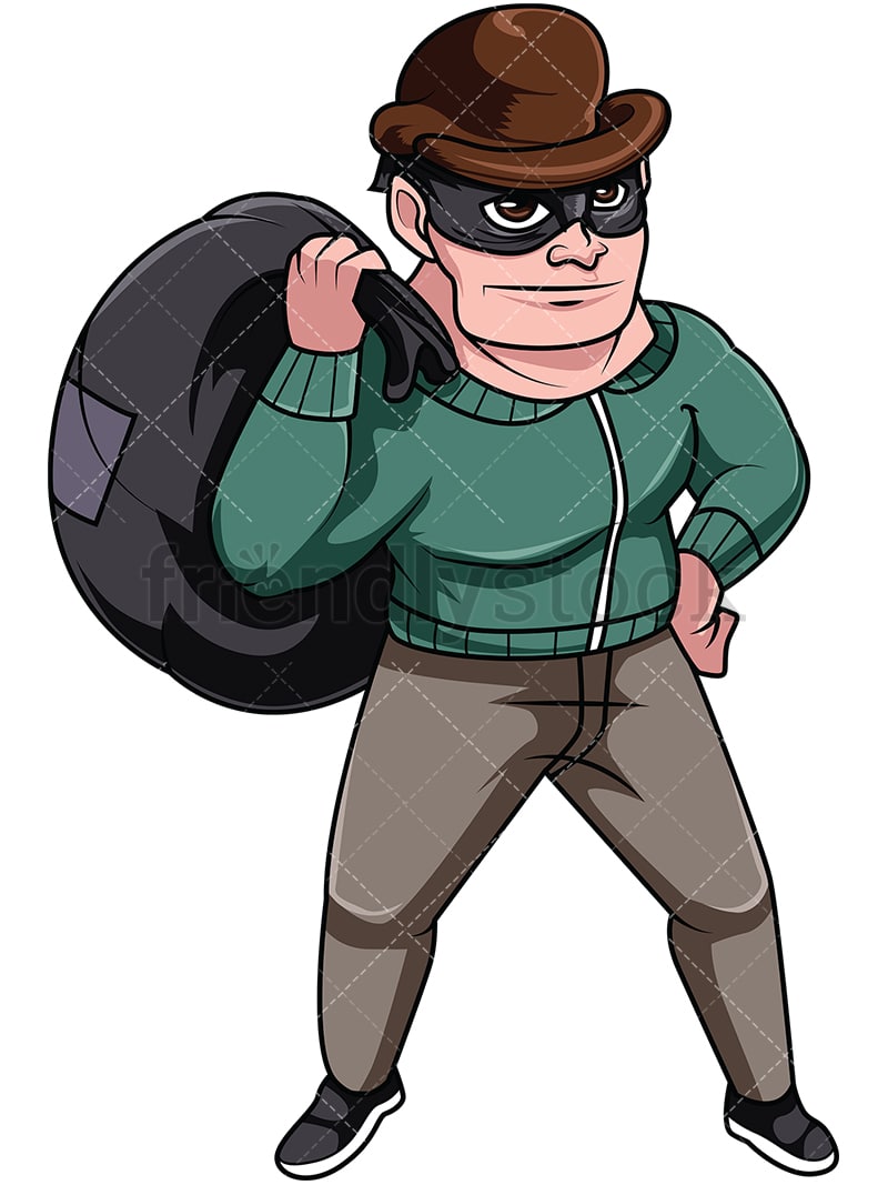 Thief Carrying Loot Cartoon Vector Clipart - FriendlyStock
