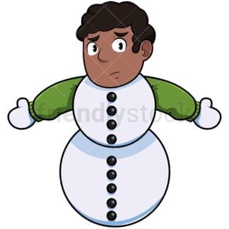 Black man turning into snowman. PNG - JPG and vector EPS file formats (infinitely scalable). Image isolated on transparent background.