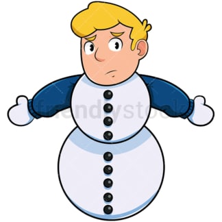 Cold man turning into snowman. PNG - JPG and vector EPS file formats (infinitely scalable). Image isolated on transparent background.