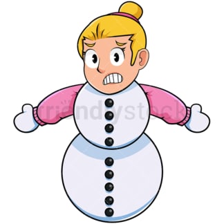 Cold woman turning into snowman. PNG - JPG and vector EPS file formats (infinitely scalable). Image isolated on transparent background.