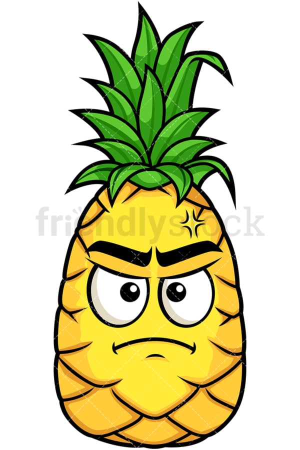 Pineapple feeling angry. PNG - JPG and vector EPS file formats (infinitely scalable). Image isolated on transparent background.