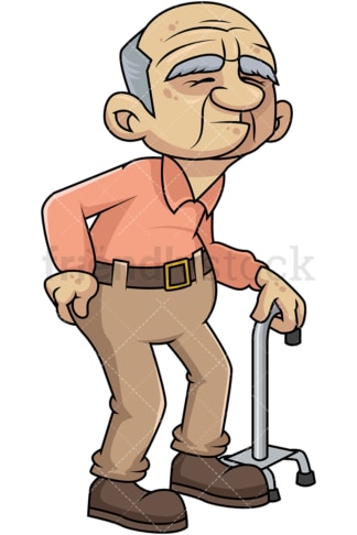 Weak old man with hip pain. PNG - JPG and vector EPS file formats (infinitely scalable). Image isolated on transparent background.