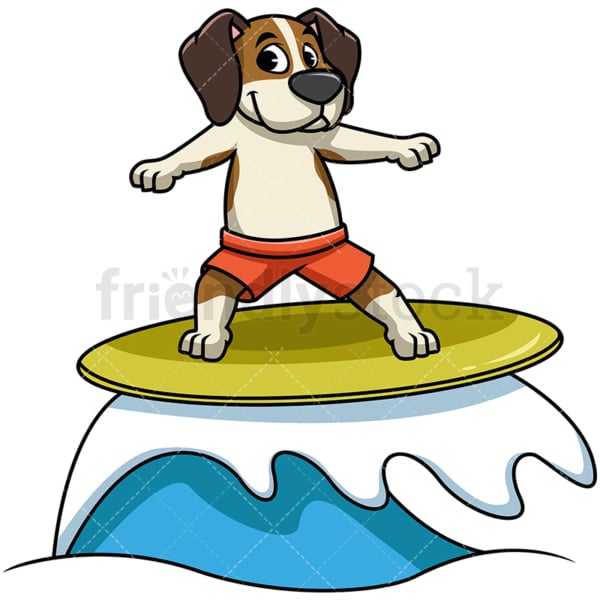 Beagle dog surfing. PNG - JPG and vector EPS file formats (infinitely scalable). Image isolated on transparent background.
