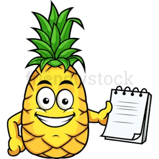 Pineapple holding notepad. PNG - JPG and vector EPS file formats (infinitely scalable). Image isolated on transparent background.