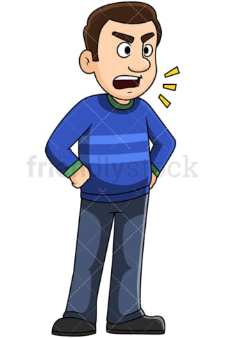 Angry man yelling. PNG - JPG and vector EPS file formats (infinitely scalable). Image isolated on transparent background.