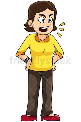 Angry woman yelling. PNG - JPG and vector EPS file formats (infinitely scalable). Image isolated on transparent background.