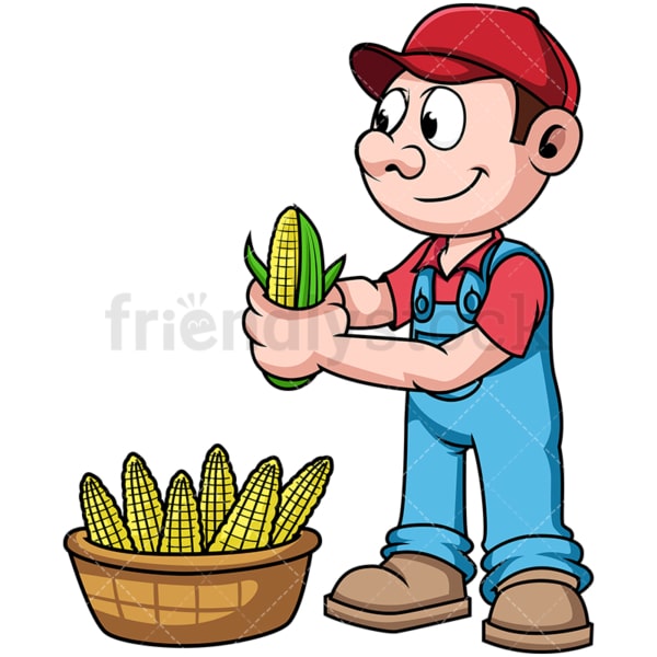 Farmer harvesting corn. PNG - JPG and vector EPS file formats (infinitely scalable). Image isolated on transparent background.