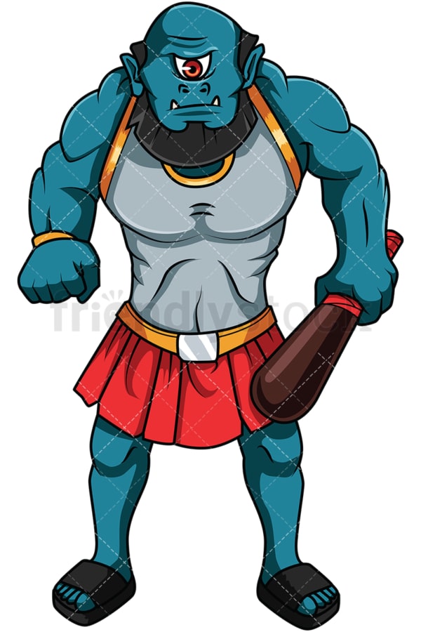 Greek cyclops with bat. PNG - JPG and vector EPS file formats (infinitely scalable). Image isolated on transparent background.
