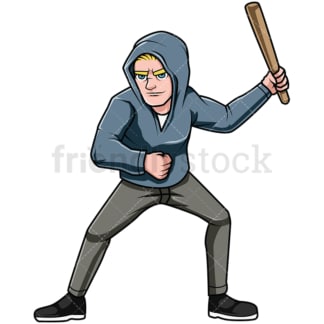 Man holding club during riot. PNG - JPG and vector EPS file formats (infinitely scalable). Image isolated on transparent background.