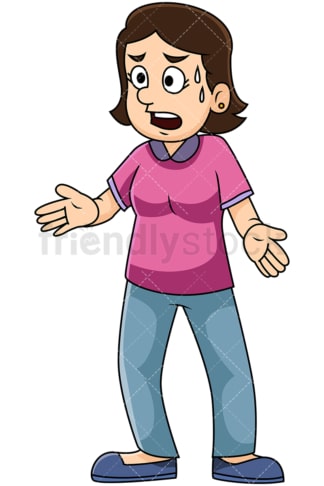 Nervous woman sweating. PNG - JPG and vector EPS file formats (infinitely scalable). Image isolated on transparent background.