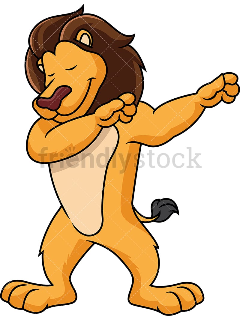 Dabbing Lion Cartoon Vector Clipart - FriendlyStock